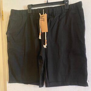 NITAGUT NWT Men’s Linen Drawstring Black Cuffed Shorts Size 2 XL XXL NEW